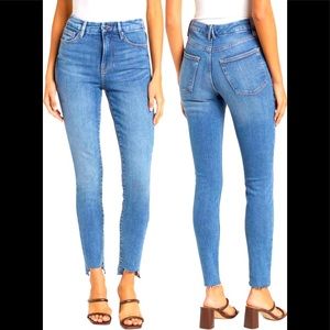 Good American High Waist Raw Step Hem Skinny Jeans size 12 Good Waist NWOT